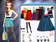 Tri-color Dresses Fashion free online dress up game screenshot, girl wearing stylish three-color dress and chic accessories