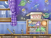 Robot Flipper free online skill game screenshot showing a defense barrier about to hit a line of small robots