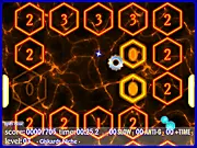 Crazy Graviton free online game screenshot with Nanobot bouncing between paddles in a futuristic science lab