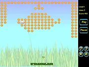 The paddle hitting a ball toward colorful flower-blocks in the classic arcade style of the Crazy BeeCanoid online game