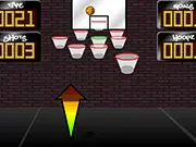Crazy Hoopz free online game screenshot of a basketball being shot toward multiple hoops and targets