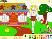Gingerbread House Coloring free online game with a colorful gingerbread house decorated with candy and frosting