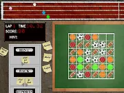 Running Match game screenshot of runner on track and a match-3 puzzle grid