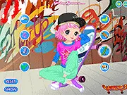 Screenshot of Skater Girl Dressup game showing a stylish girl model in jeans, a hoodie, and a baseball cap, play free online fashion game