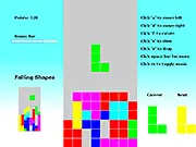 Falling Shapes free online game screenshot showing colored geometric block shapes descending in a classic puzzle field