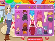 Amusement Park Date Dressup free online game screenshot showing a girl trying on outfits suitable for a theme park date
