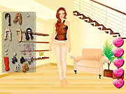 Mansion Fashion Dressup model wearing a glamorous designer dress posing in front of her luxurious, opulent mansion house