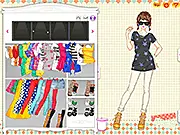 Colorful Spring Dress Up game screenshot, female character with brilliant floral dress and accessories, fashion game online