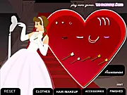 Screenshot of Cinderella Princess Makeover game showing the princess character in a beautiful ball gown and a sparkling tiara.