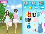 Four Season BFF Dress-Up game featuring two girls wearing mixed seasonal outfits, online fashion game