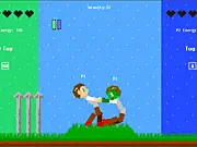 Tug War 2 free online 2-player game showing two characters struggling over a central line with environmental objects and gravity effects on PlayArcadeHub