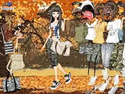 The main screen of the Camo Fashion free online dress-up game, showing a young woman ready to be styled in military-inspired clothing.