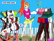 Screenshot of the Blooming Guitar Girl Dressup free online game, showing a character holding a guitar and dressed in a stylish, musical-themed outfit.