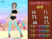 Lollipop Fashion Dress Up free online game interface showing a glamorous lady being styled with a new outfit, makeup, and facial expression on PlayArcadeHub