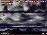 Bug Squad Defense game screenshot showing a van with a turret shooting at flying pigs and birds, free online shooter