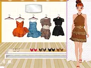 Screenshot of Leaf Motif Skirts Dressup game showing a girl in a stylish outfit with a leaf motif skirt