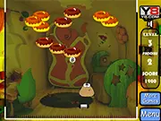 Screenshot of Pou Donut Shooter online game showing the Pou character bouncing off a paddle to hit donuts in an arcade environment.