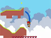 Screenshot of Clouk online game, a long character collecting a golden egg on a retro arcade screen