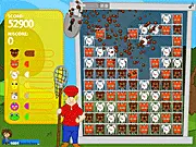 1001 Caged Animals game screen showing a grid of different colorful animals ready to be matched and freed