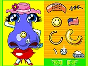 Screenshot of the Nose Dressup game showing a close-up of a nose adorned with colorful makeup, a small nose ring, and a tiny, decorative sticker. Play the free online beauty game.