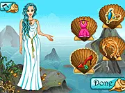 Tales Dress Up Siren game screen showing a beautiful mermaid character with a colorful tail and long flowing hair, adorned with seashell accessories