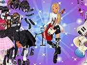 Punk Rock Girl Dress Up online game featuring a girl in a studded leather jacket, ripped jeans, and colorful, spiked hair