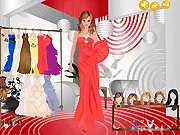Sequins Fashion Dressup online game screenshot showing a model wearing a luxurious, sparkling sequin gown on the red carpet