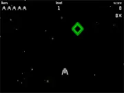 Fracture retro shooter game screenshot showing a spaceship firing rapid shots at enemy geometric shapes on a dark background