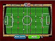 Free online Table Football Multiplayer game screen showing a foosball match with two-player controls