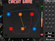 Online puzzle game Circuit Flash screen showing colored lines connecting matching geometric shapes without crossing.