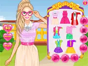Ellie Nerdy College Girl game image showing a beautifully styled college student after a fashion makeover, free dress up game