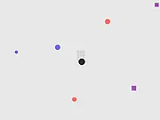 Dot Growth game screenshot, a large dot growing by consuming smaller elements in a dark background, arcade game online