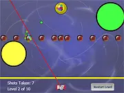 Screenshot of Triple Pop 2 showing a ball bouncing off walls to hit a goal in a physics puzzle game.