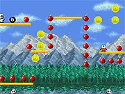 Screenshot of Bombjack II arcade game showing the main character jumping on platforms to collect bombs while avoiding enemies in a classic retro style.