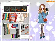 Pastoral Beauty Girl fashion game screenshot, featuring a cute girl in a lace skirt and floral patterns, play free online
