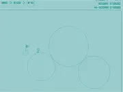 Gameplay screenshot of Yen-Neko, a free online puzzle game where the player stops rotating circles to create a path to the level goal.
