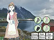 Norwegian Paper Doll Dress Up game free online, styling paper doll in traditional Norwegian Bunad clothing