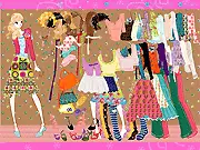 Colorful Bubble Collection dressup online game screenshot showing a girl wearing a brightly colored, iridescent blue and pink bubble-style dress