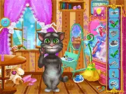 Tom Cat Designer free online game, Tom Cat with measuring tape, designing and decorating a unique dress for his wife.