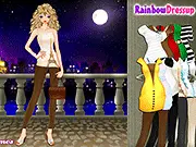 Paris Tourist Dressup game image showing a young woman standing in front of the Eiffel Tower, dressed in a chic, fashionable outfit