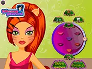 Free online fashion game Monster Shopping Dressup, showing a stylized girl monster trying on a new outfit during a shopping spree
