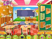 Kid's Classroom Decoration free online game, decorate a classroom with bright furniture and nice-painted walls, free design game