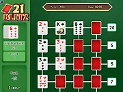 Play 21 Blitz Flash free online card game using Blackjack rules to make rows and columns that add to 21