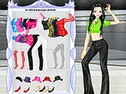 Screenshot of the Jazz Dancer dress up game showing a model styled in an elegant, sequined costume with feathers, ready for a stage performance.