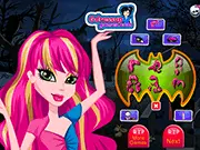 Free online dress up game Monster Gigi Charisma Dressup, showing a fashionable female monster character in a stylish gothic dress