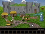 Screenshot of Panda's Big Adventure point-and-click puzzle game, showing Panda in a prehistoric time setting