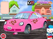 Screenshot of Hello Kitty Car Wash And Repair, a free online game where you clean and fix Hello Kitty's car