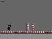 Pixel Escape free online game showing a pixelated Ninja jumping over a spike obstacle in a retro-themed environment