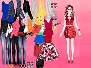 Romantic Color Dress-Up free online fashion game featuring a girl model wearing a romantic dress and heart-shaped sunglasses