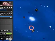 Gameplay screenshot of Slitz Online, featuring a radar screen used to detect and shoot unseen enemies in a dark arena, free shooter game.